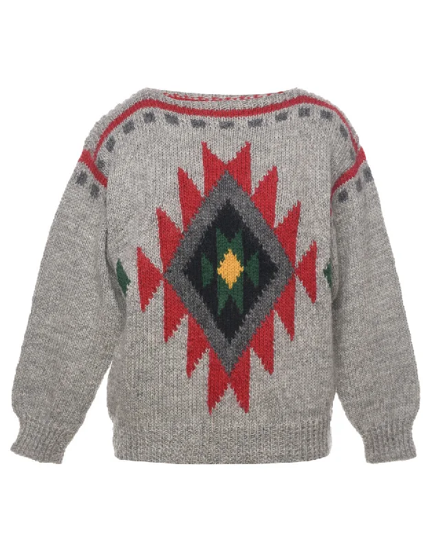 Aztec Print Jumper - L Layered Multi-layer Single Layer