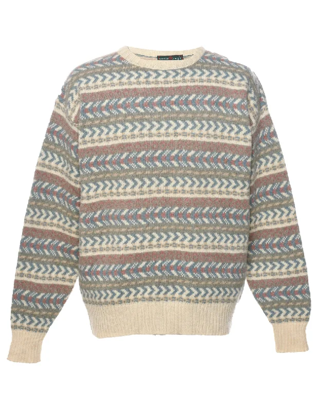 Aztec Print Jumper - L Transparent Opaque Sheer