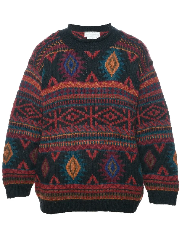 Aztec Print Jumper - M Spandex Blend Rayon Blend Denim Blend