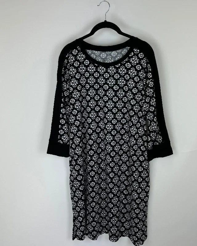 Black White and Pink Lounge Dress - Size 6/8 and 10/12