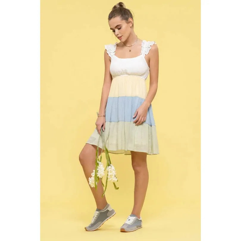 Colorblock Tiered Dress