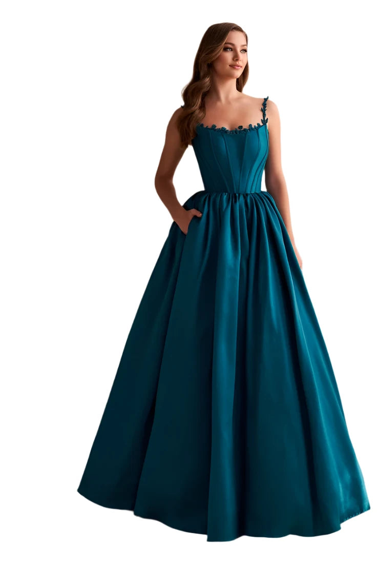Ellie Wilde EW36221 Size 24 Teal Long Corset A Line Scoop Ballgown Prom Dress Formal Bridal Guest Couture