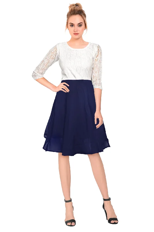 Exclusive Designer White &Blue  Dress
