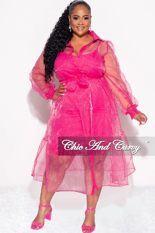 Final Sale Plus Size Sheer Coat & Under Dress in Pink