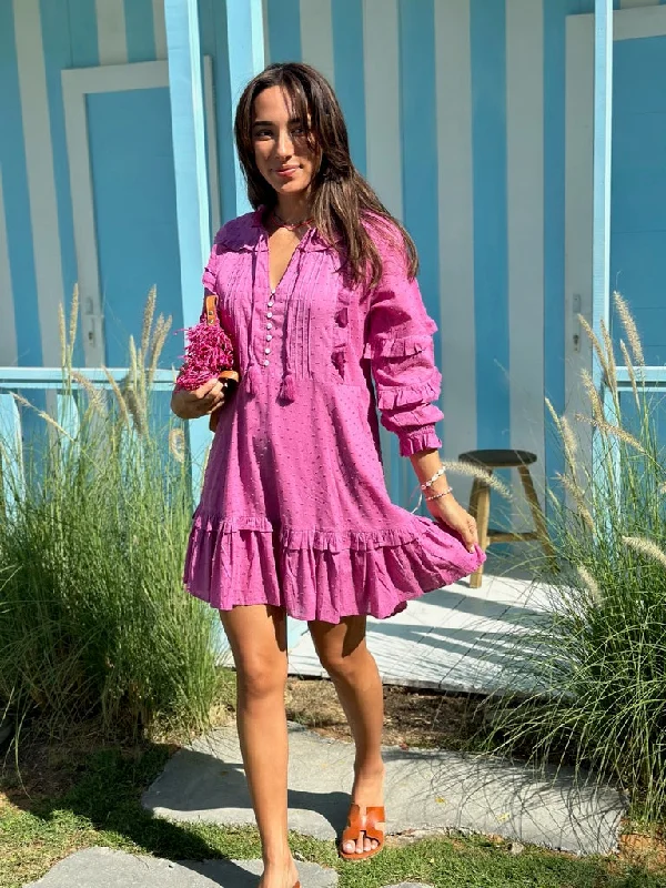 Gigi Dress - Magenta Cotton Dot