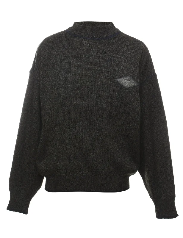 High Neck Jumper - M Houndstooth Herringbone Solid