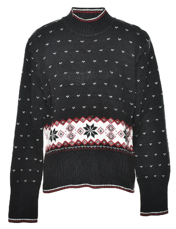 High Neck Nordic Jumper - L Tailored Straight A-Line