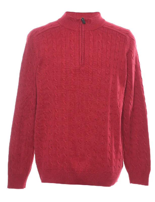 Hudson North Cable Knit Jumper - XL Denim Fabric Leather Fabric Suede Fabric