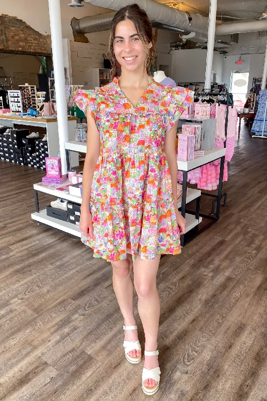 In the Air Magenta Print Dress