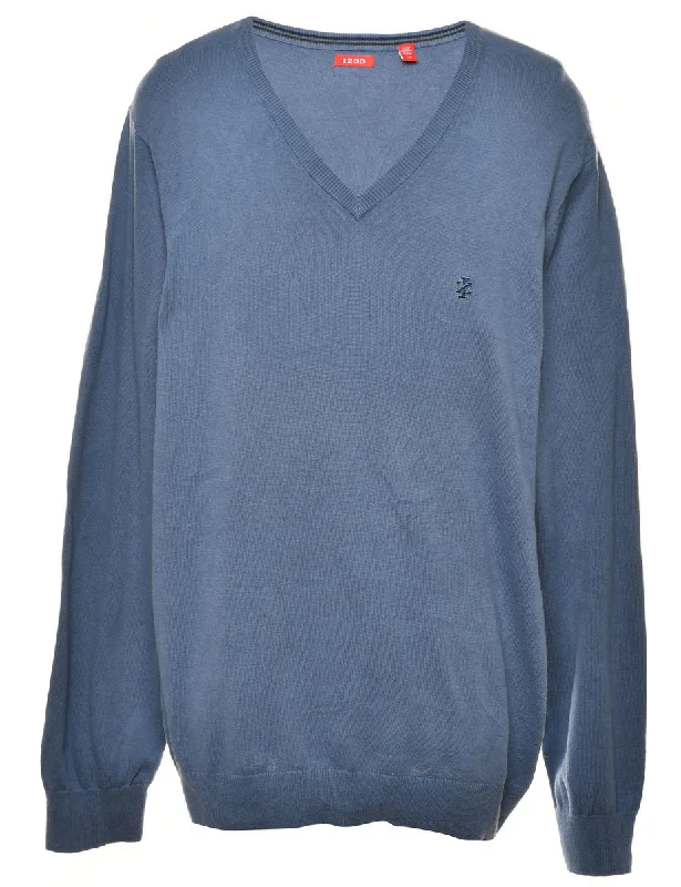 Izod Blue Jumper - L Slim Fit Regular Fit Oversized
