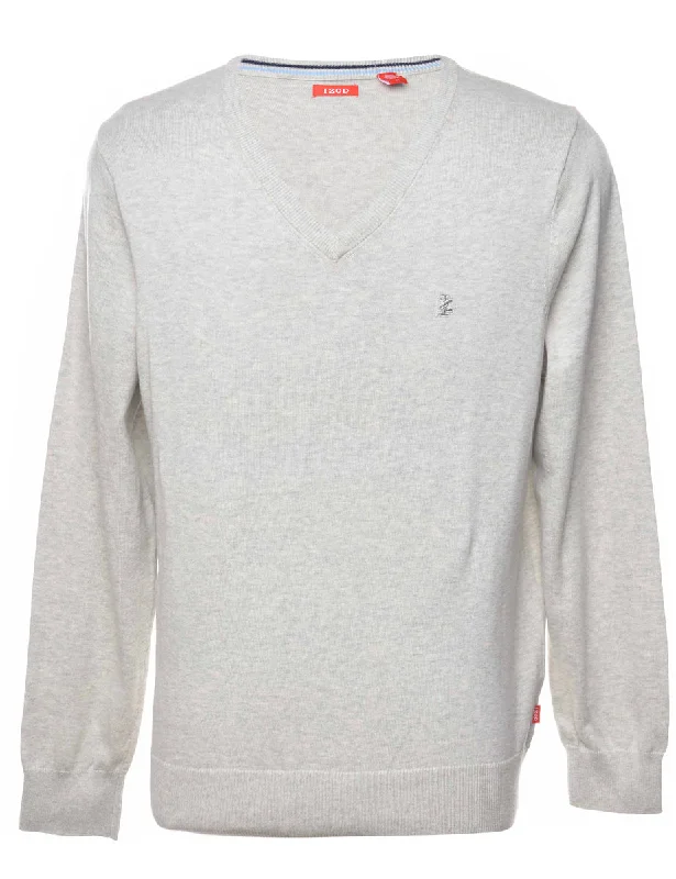 Izod Long Sleeved Jumper - M Mesh Blend Leather Blend Suede Blend