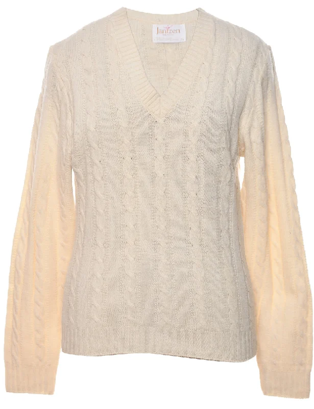Jantzen Cable Knit Jumper - M Glossy Satin Silk