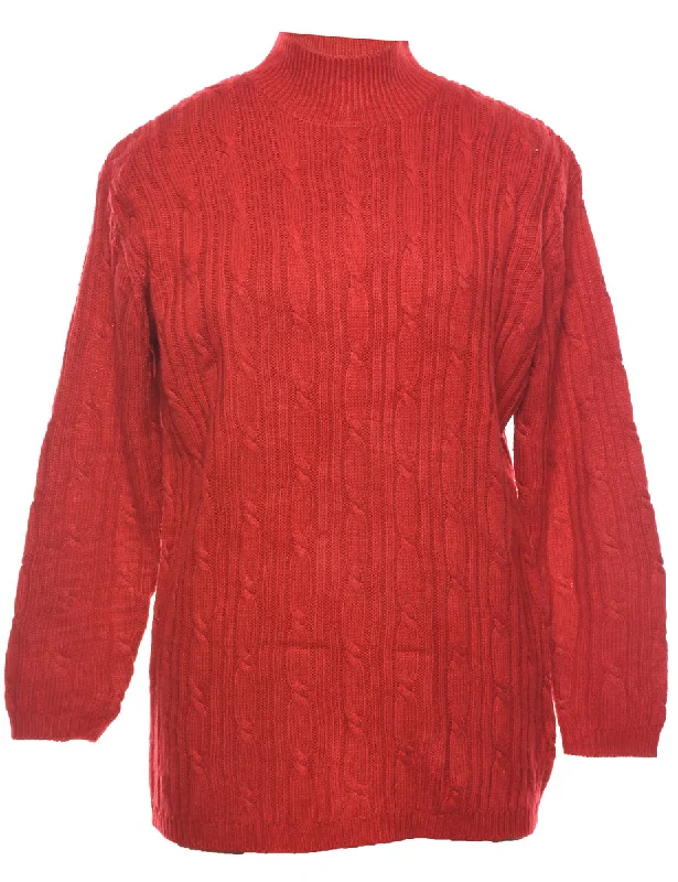 Karen Scott Cable Knit Jumper - S Tailored Straight A-Line