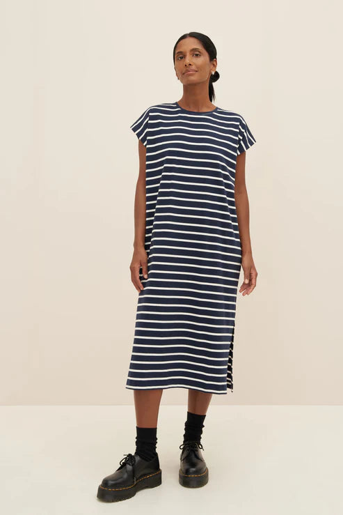 Kowtow Form Dress - Navy Breton