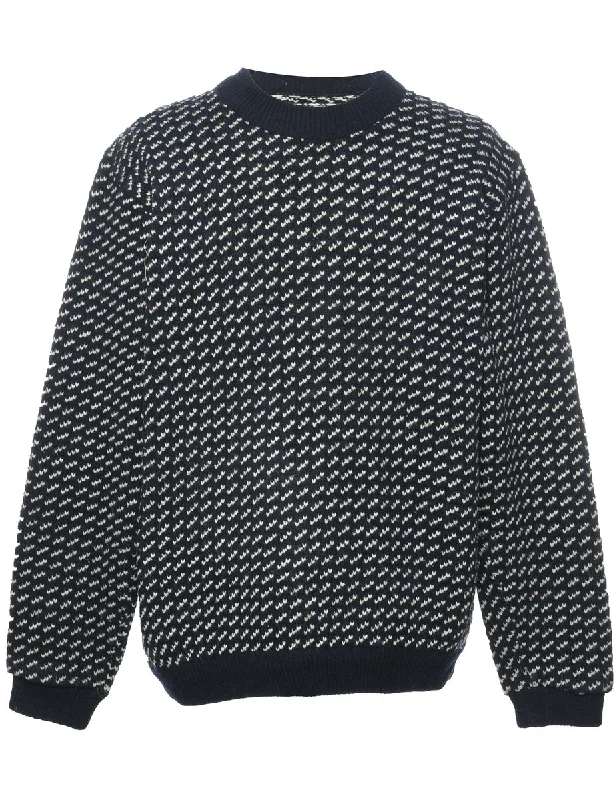 L.L. Bean Navy Jumper - XL Knit Fabric Woven Fabric Fleece Fabric