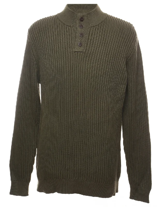 L.L. Bean Polo Neck Jumper - L Chenille Brocade Lace