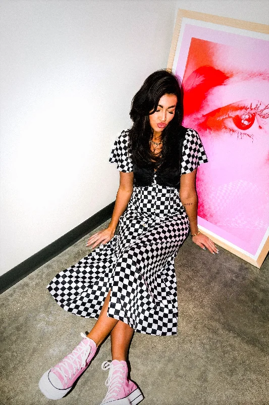 LALA ORIGINAL: No Risk No Magic Dress in Checkerboard