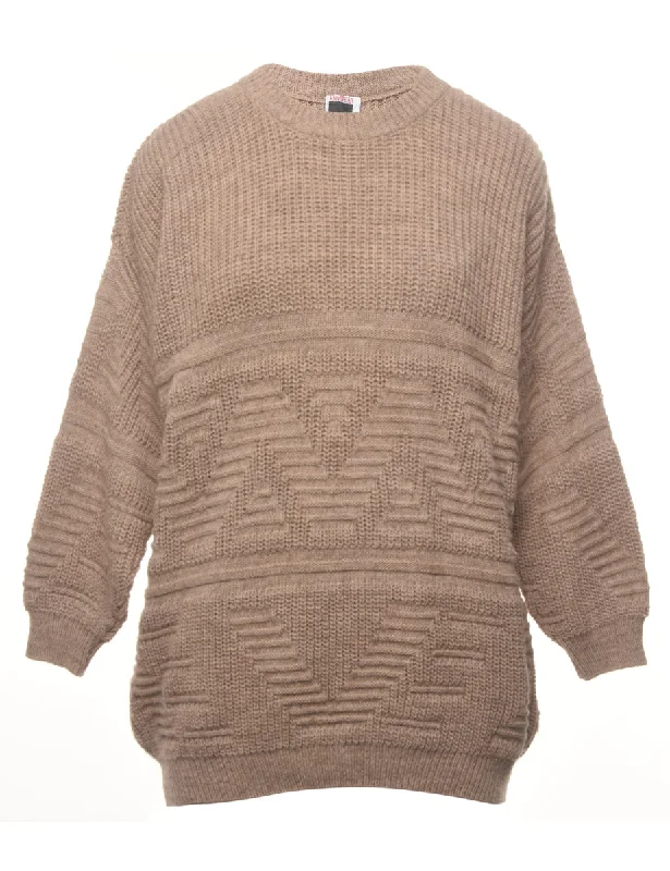 Light Brown Jumper - L Fitted Slim Tailored