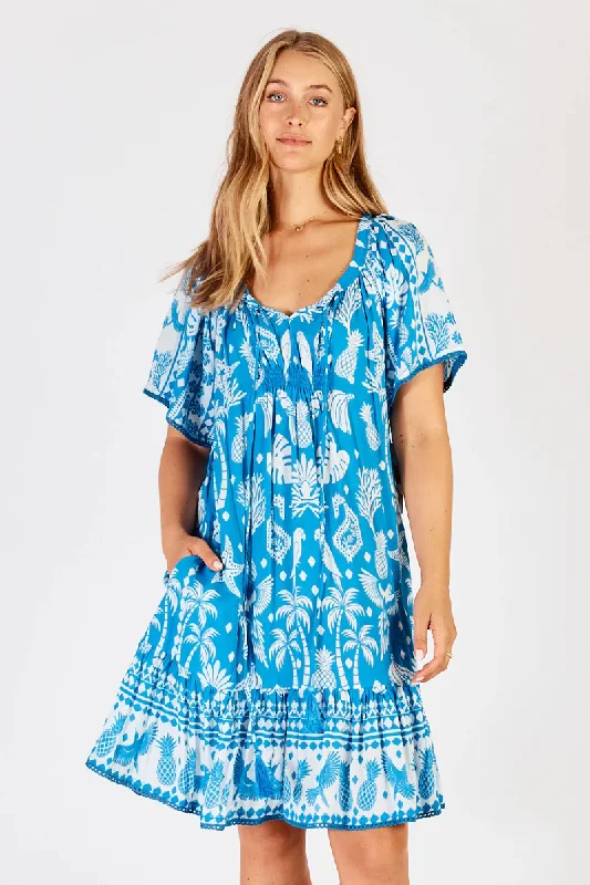 Lula Life Agatha Shirred Dress Ocean