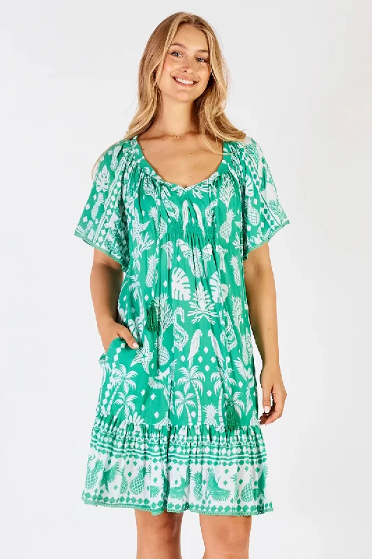 Lula Life Agatha Shirred Dress Sea
