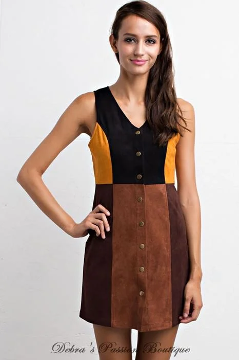 Lunik Faux Suede Colorblock Dress
