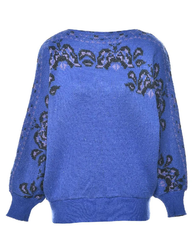 Lurex Thread Pattern Jumper - M Tailored Straight A-Line