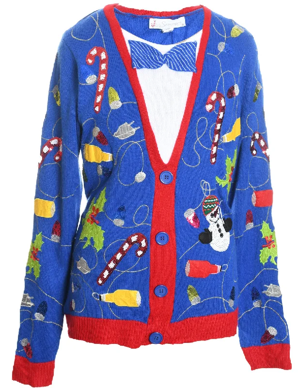 Multi-Colour Christmas Knit Jumper  - M Collared Crew Neck Turtle Neck