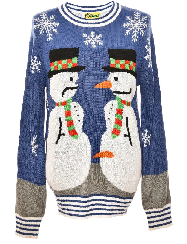 Navy Christmas Jumper - M Tailored Straight A-Line