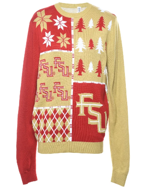 Nordic Christmas Jumper - M Boat Neck Shawl Collar Notched Collar