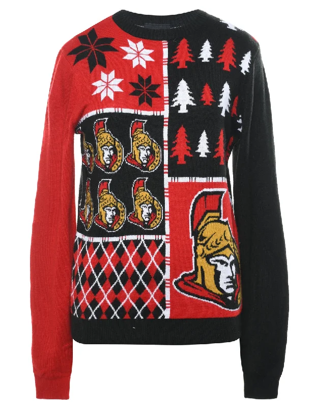 Nordic Knit Christmas Jumper - M High Neck Crew Neck V-Neck