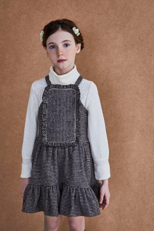 NUECES HOUNDSTOOTH PLAID ASTRID JUMPER Notch Collar Peter Pan Collar Cowl Neck