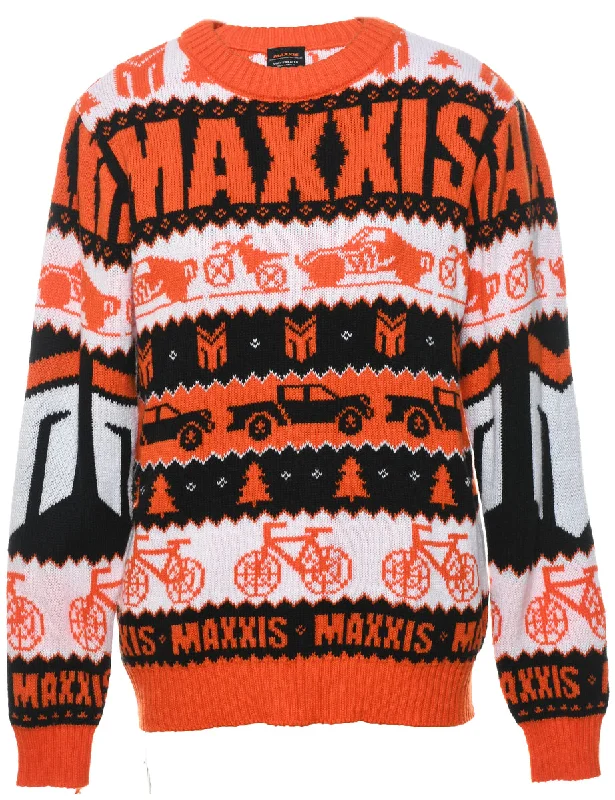 Orange & Black Vehicle Design Jumper - M Chenille Brocade Lace
