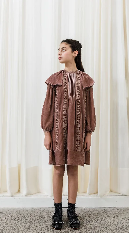 PETITE AMALIE WINTER ROSE ROSIE VELVET LACE DRESS