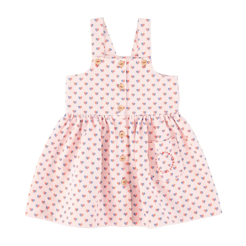 PIUPIUCHICK LIGHT PINK W/ HEARTS JUMPER Toggled Drawstring Belted