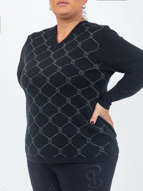 PS Of Sweden Zadie Curvy Knitted Jumper Silk Blend Satin Velvet