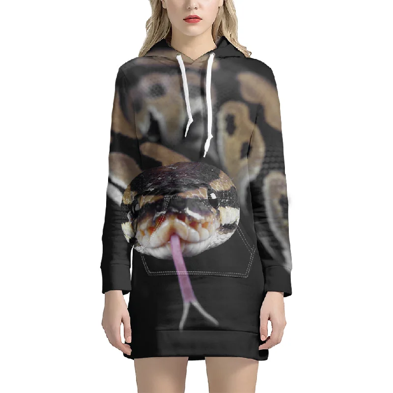 Python Snake Print Pullover Hoodie Dress