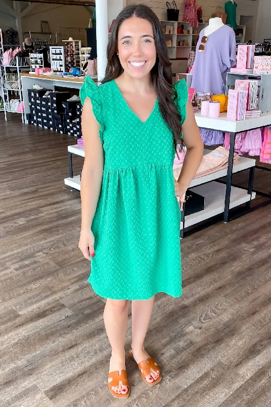 Ready to Go Textured Green Dress