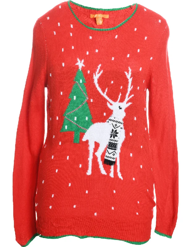 Red Christmas Jumper - L Soft Cozy Warm
