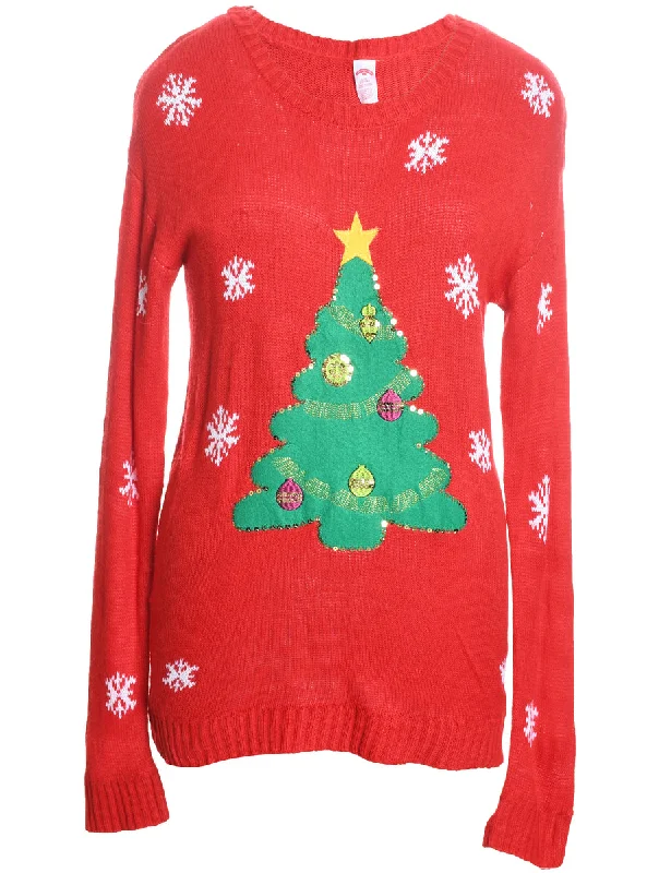 Red Christmas Jumper - L Stylish Fashionable Trendy
