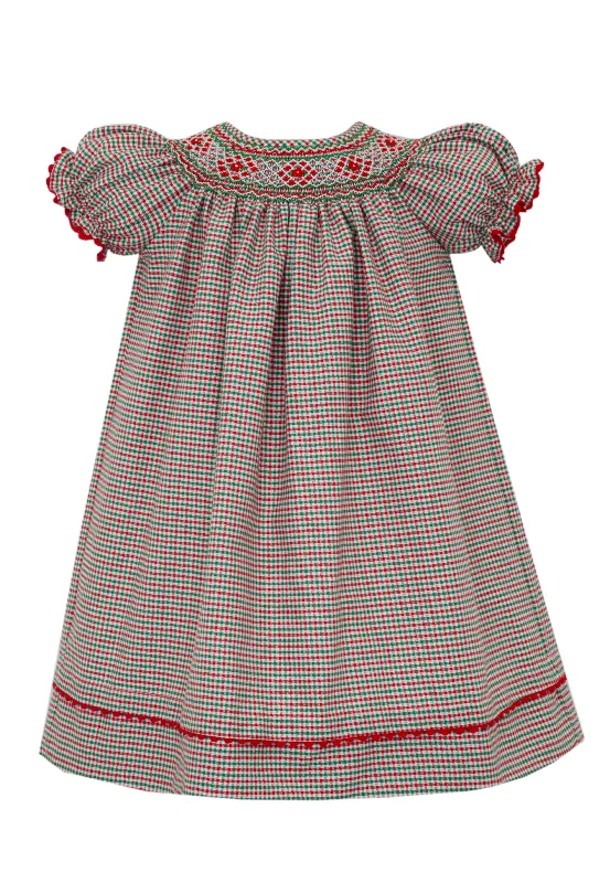 Red & Green Gingham Bishop Dress