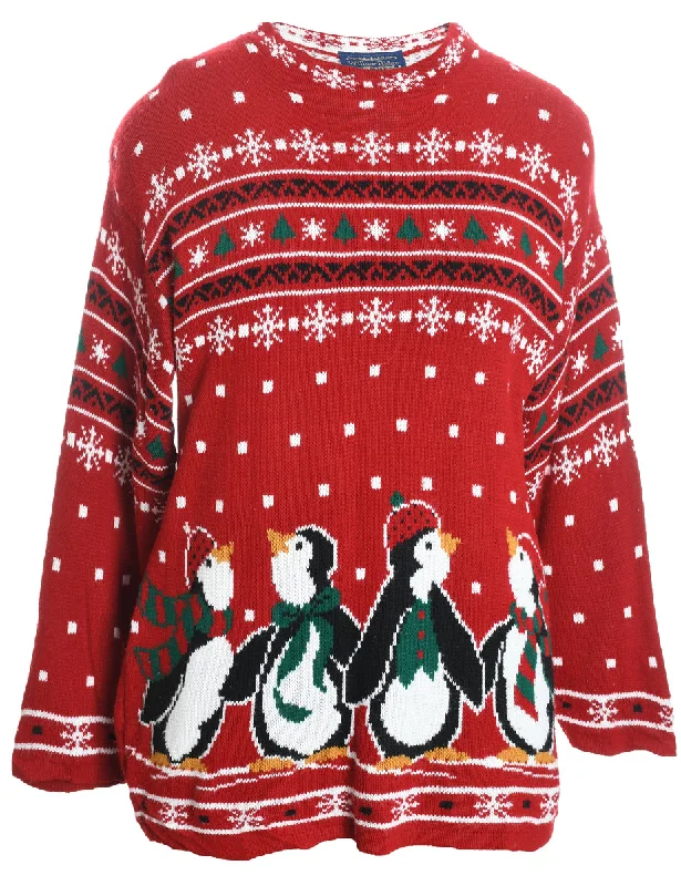 Red Nordic Jumper - L Cashmere Blend Cotton Blend Poly Blend