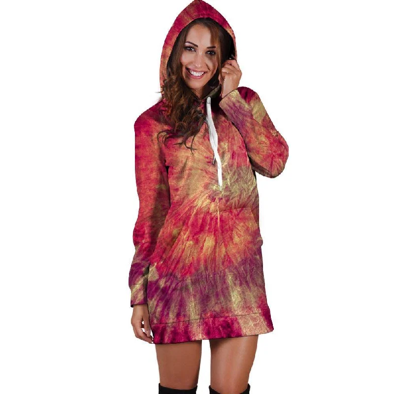 Red Tie Dye Hoodie Dress