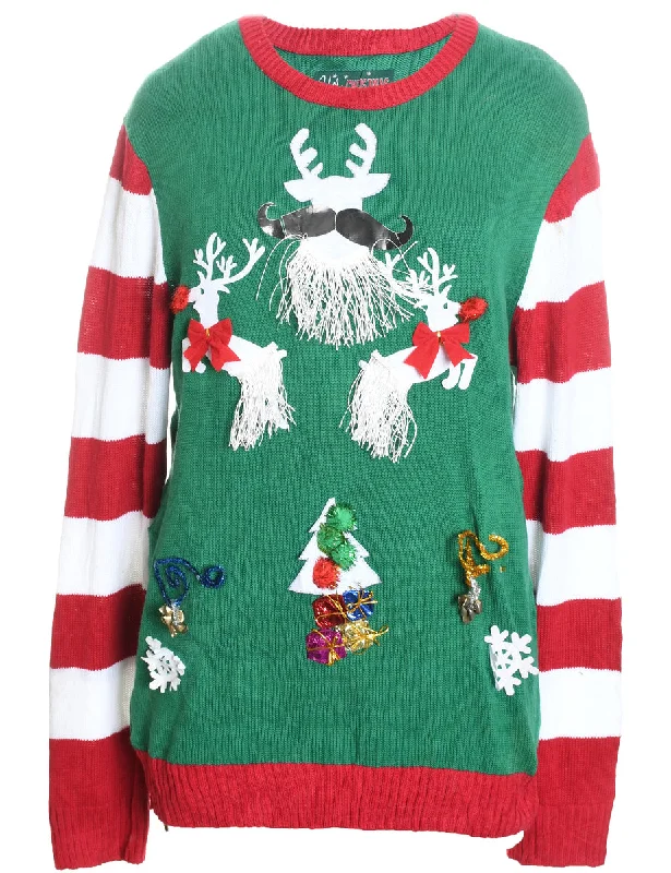 Reindeer Christmas Jumper - XL High Neck Crew Neck V-Neck