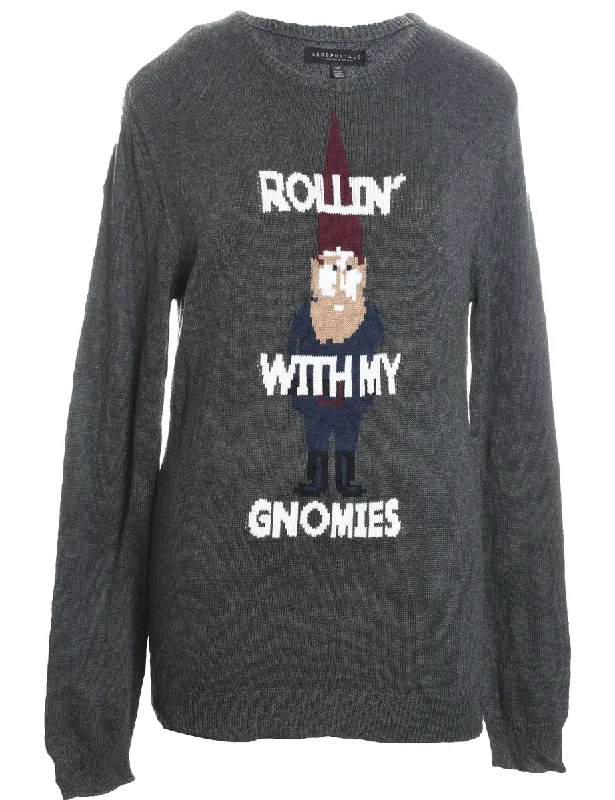 Rolling With The Gnomes Jumper - S Print Jacquard Patchwork