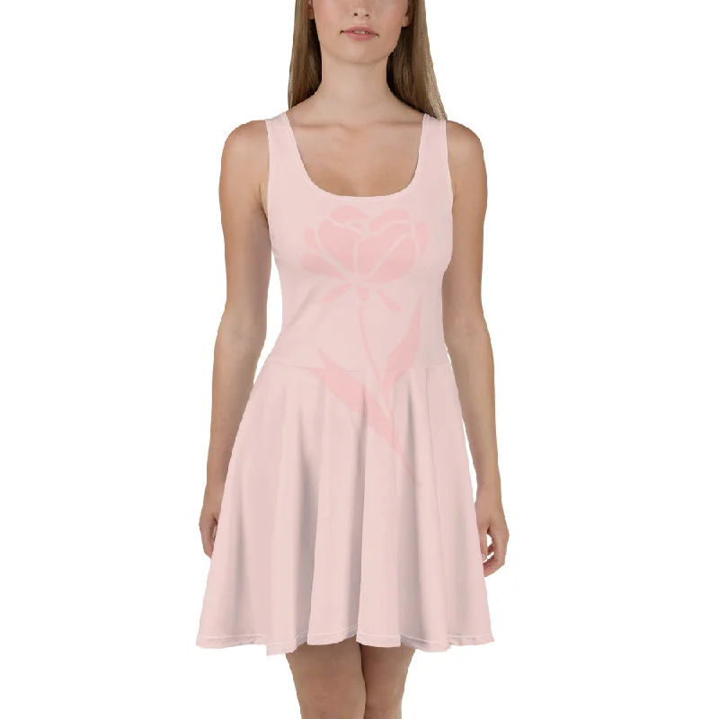 Rose Radiance Stylish Skater Dress in Rose Hue, lioness-love