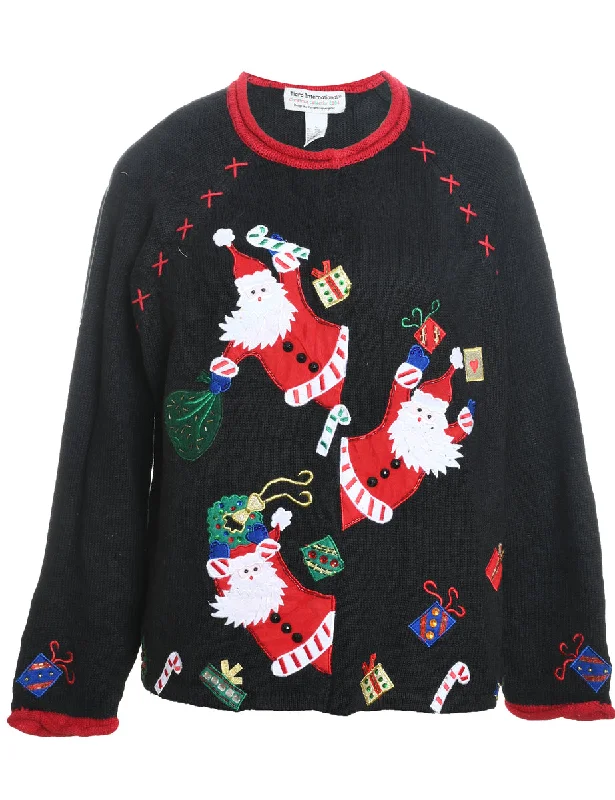 Santa Claus Christmas Jumper - L Terry Terry Cloth Terry Knit