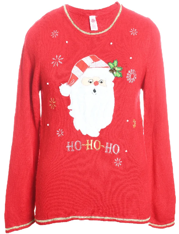 Santa Claus Christmas Jumper - M Faux Fur Fabric Real Fur Fabric Shearling Fabric