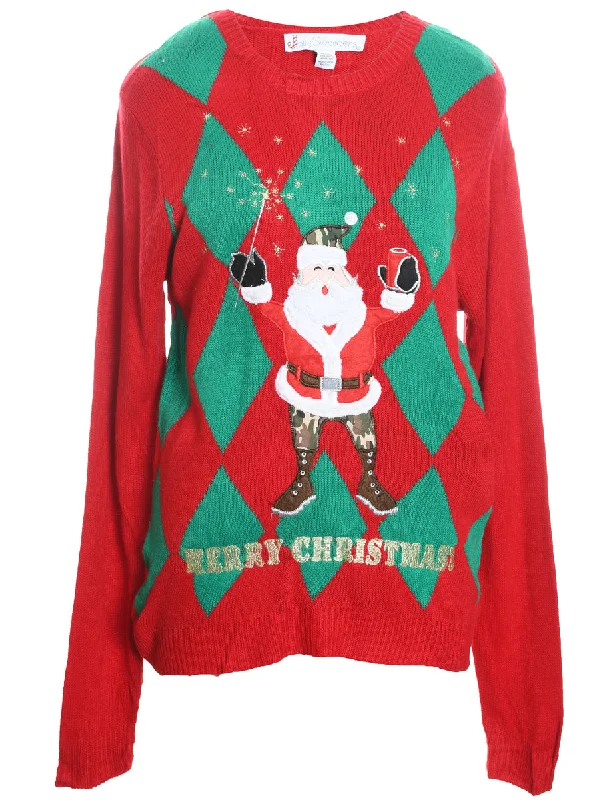 Santa Claus Christmas Jumper - M Tailored Straight A-Line