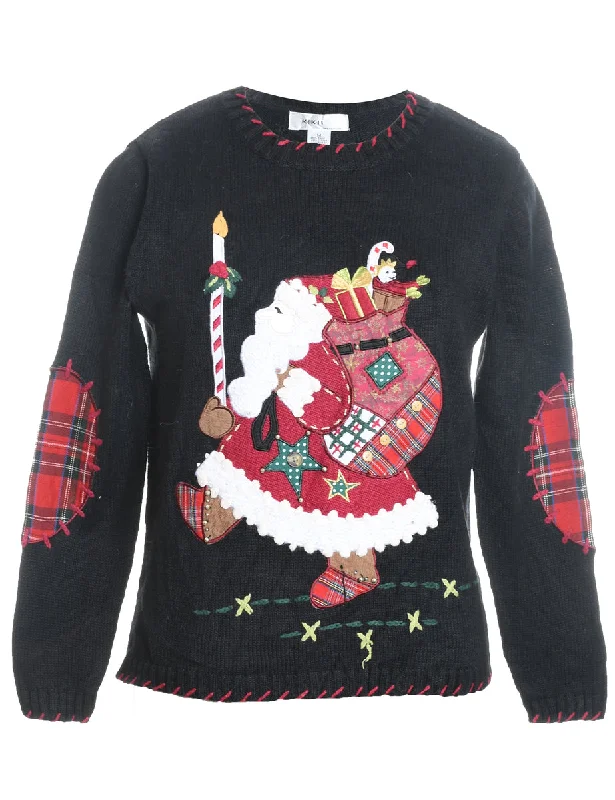 Santa Claus Christmas Jumper - M Spandex Rayon Corduroy