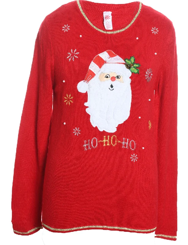 Santa Claus Christmas Jumper - M Spandex Blend Rayon Blend Denim Blend